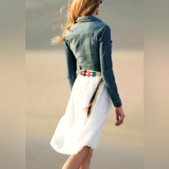 Anthropologie I HD IN Paris White Eyelet Strapless Dress w Optional Sash - Picture 5 of 7